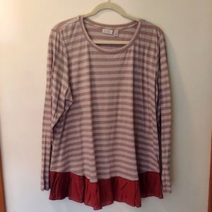 LOGO by Lori Goldstein Women's Long Sleeve Top Size 1x Ruffle Hem